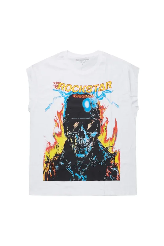 Balius White Graphic Muscle T-Shirt sold by Rockstar Original