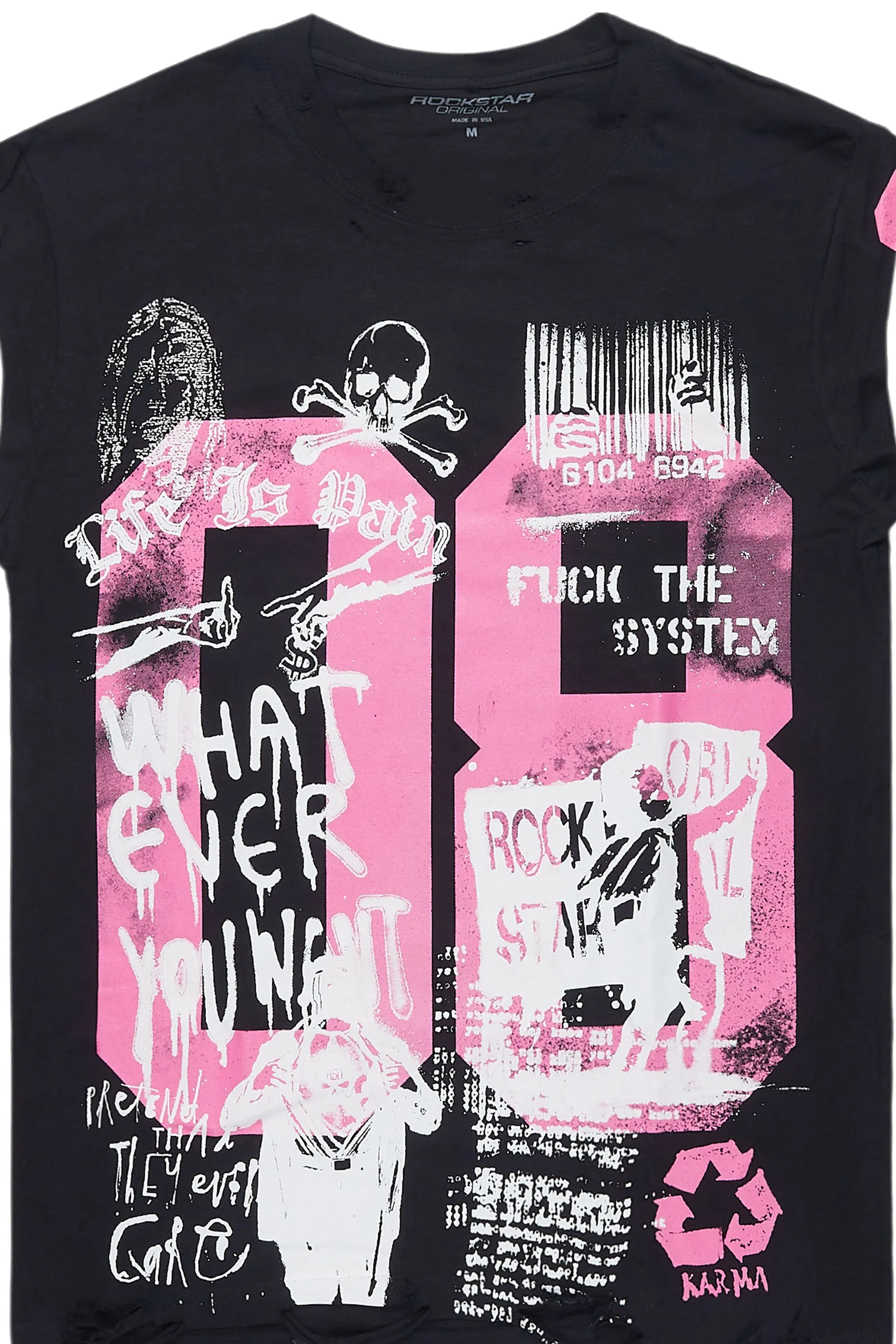 Grill Black/Pink Graphic Muscle T-Shirt sold by Rockstar Original product image thumbnail 2