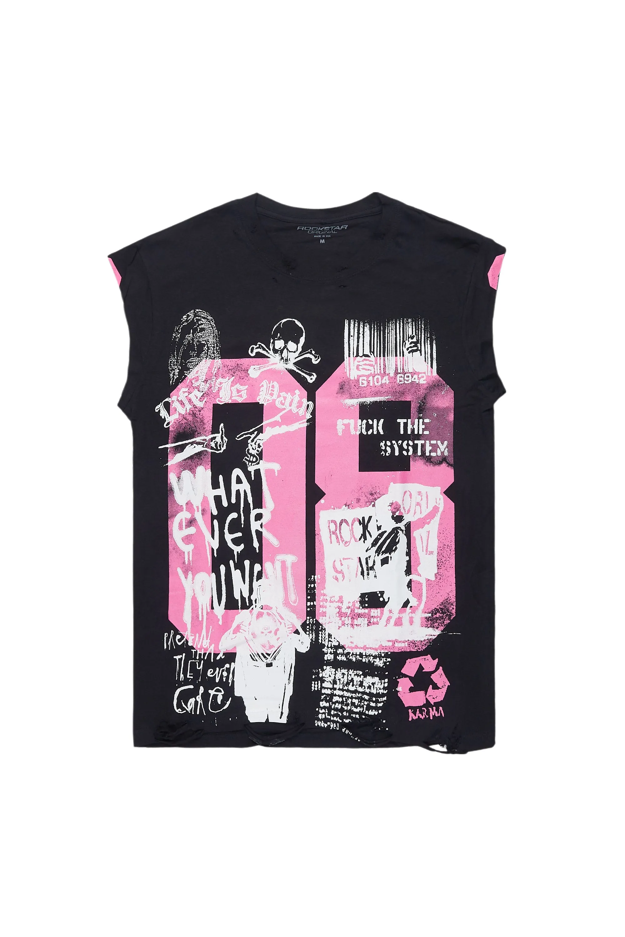 Grill Black/Pink Graphic Muscle T-Shirt sold by Rockstar Original