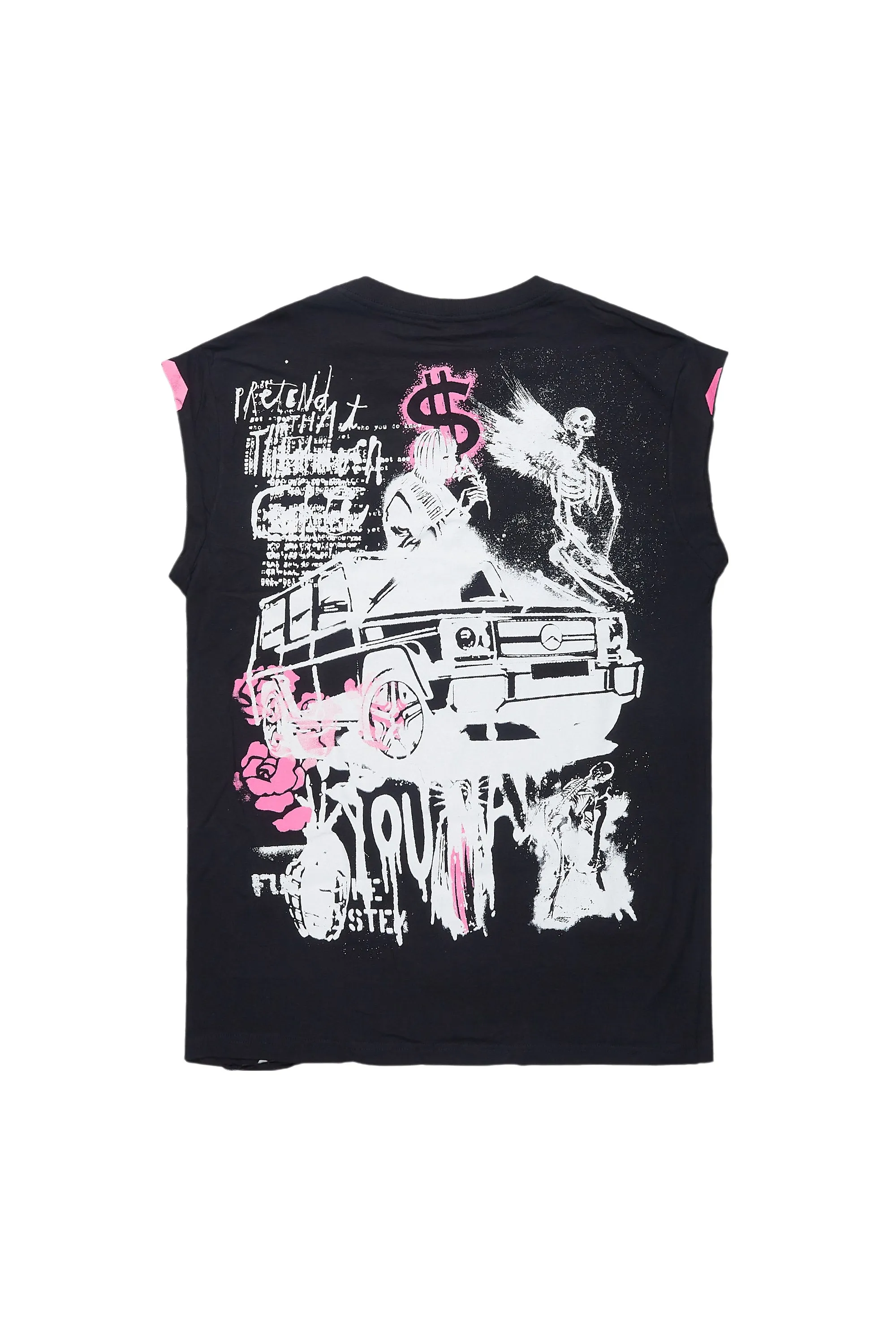 Grill Black/Pink Graphic Muscle T-Shirt sold by Rockstar Original product image thumbnail 3