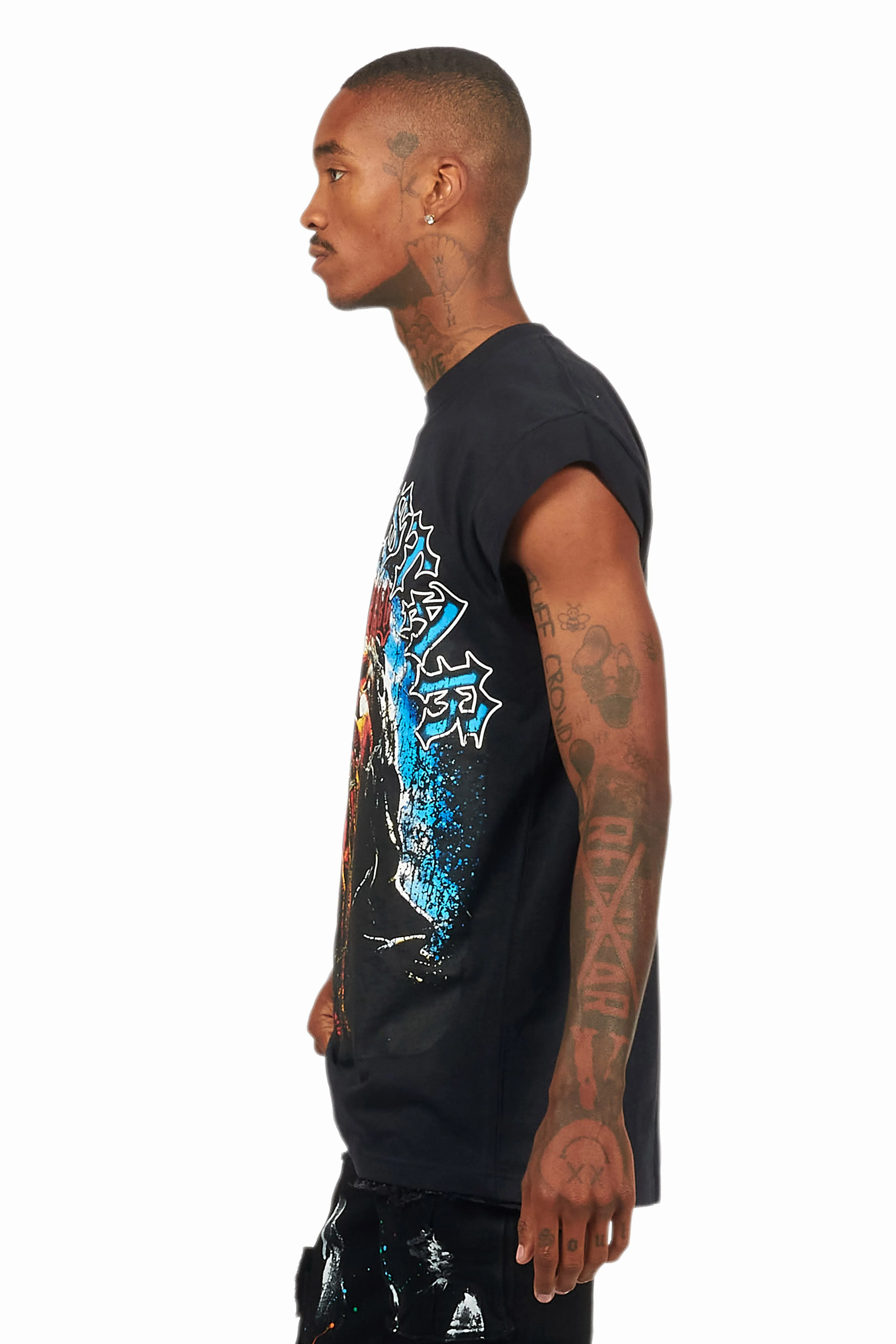 Dallan Black Graphic Muscle T-Shirt sold by Rockstar Original product image thumbnail 5