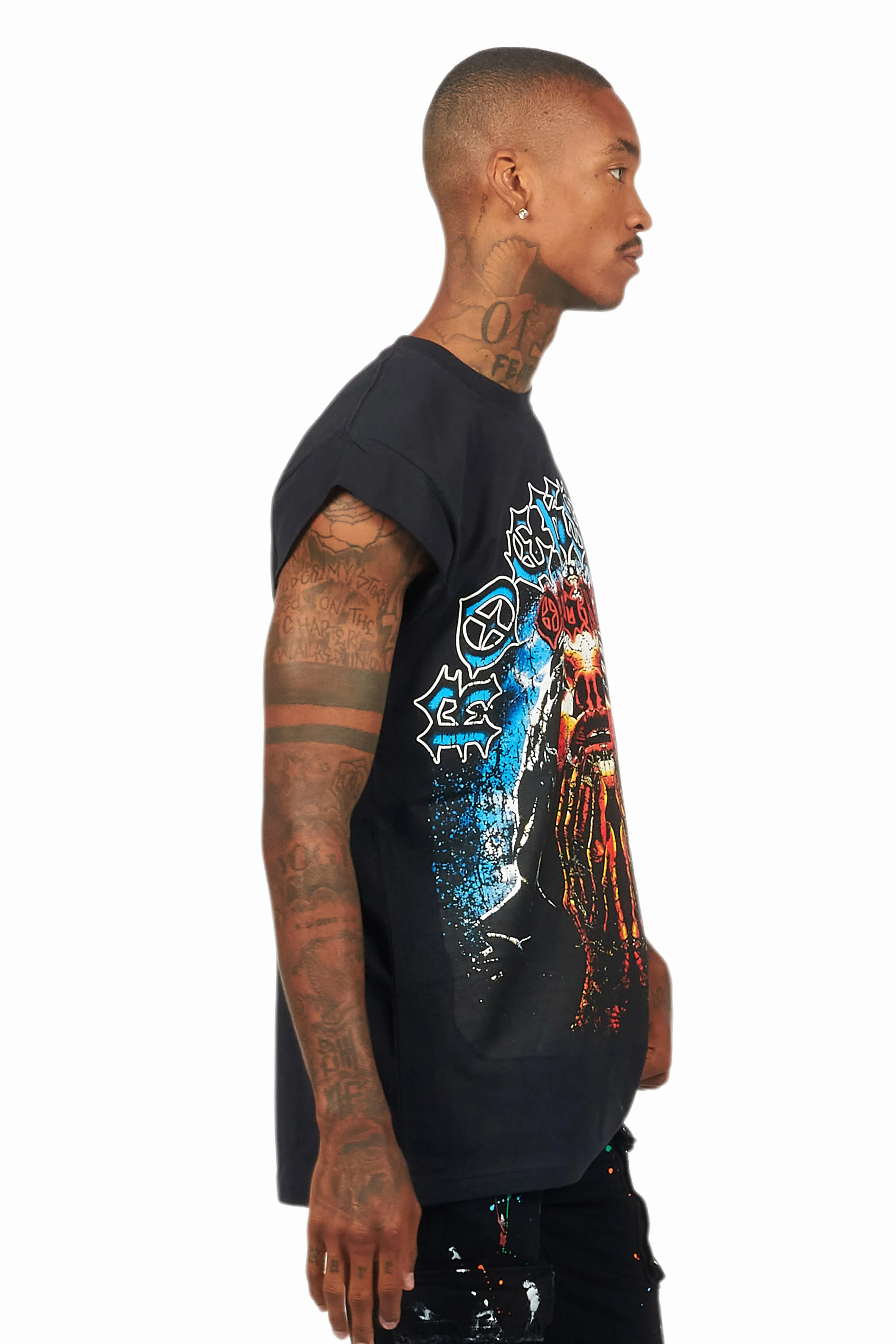 Dallan Black Graphic Muscle T-Shirt sold by Rockstar Original product image thumbnail 3