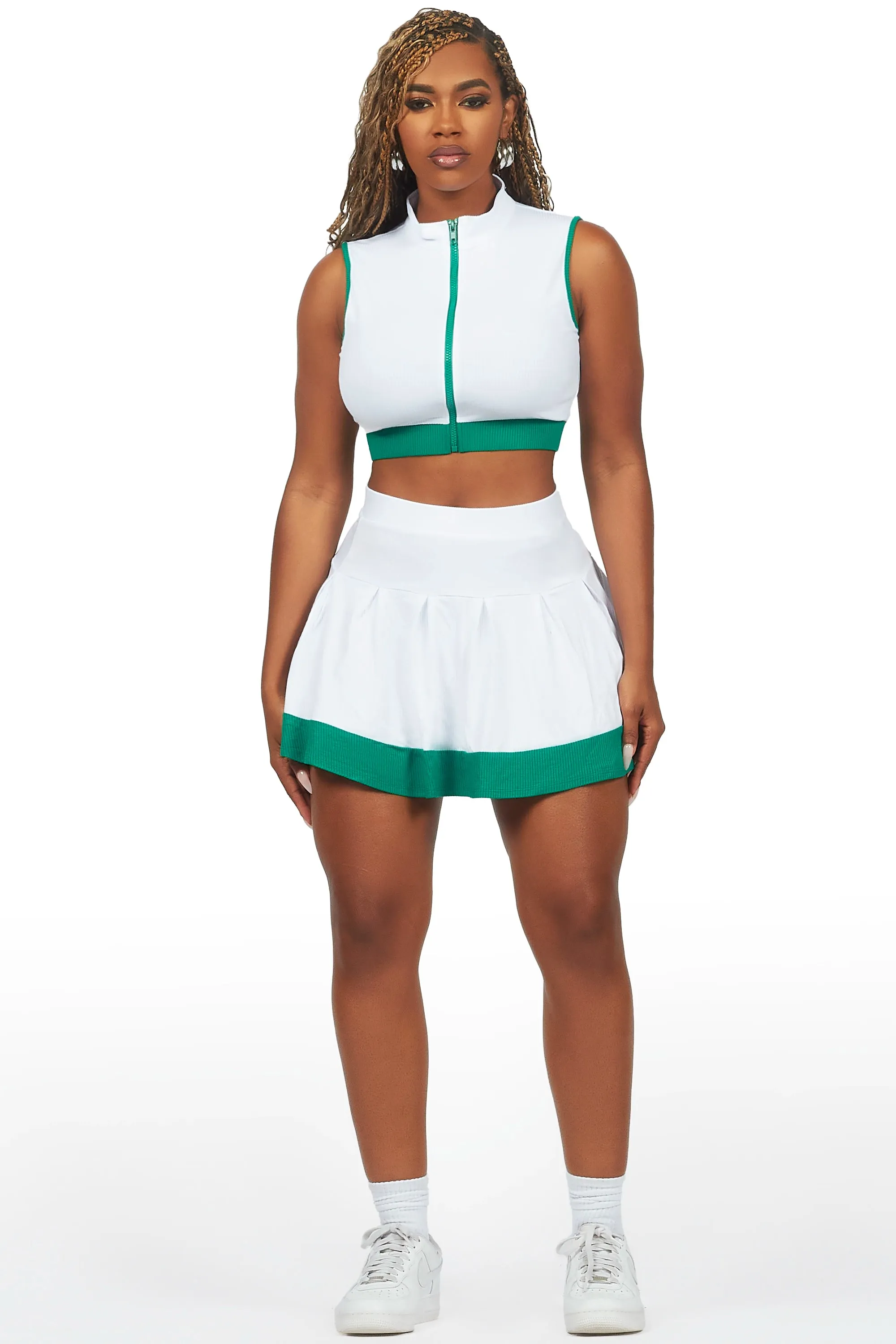 Alaiyh White/Green Skirt Set sold by Rockstar Original product image thumbnail 2