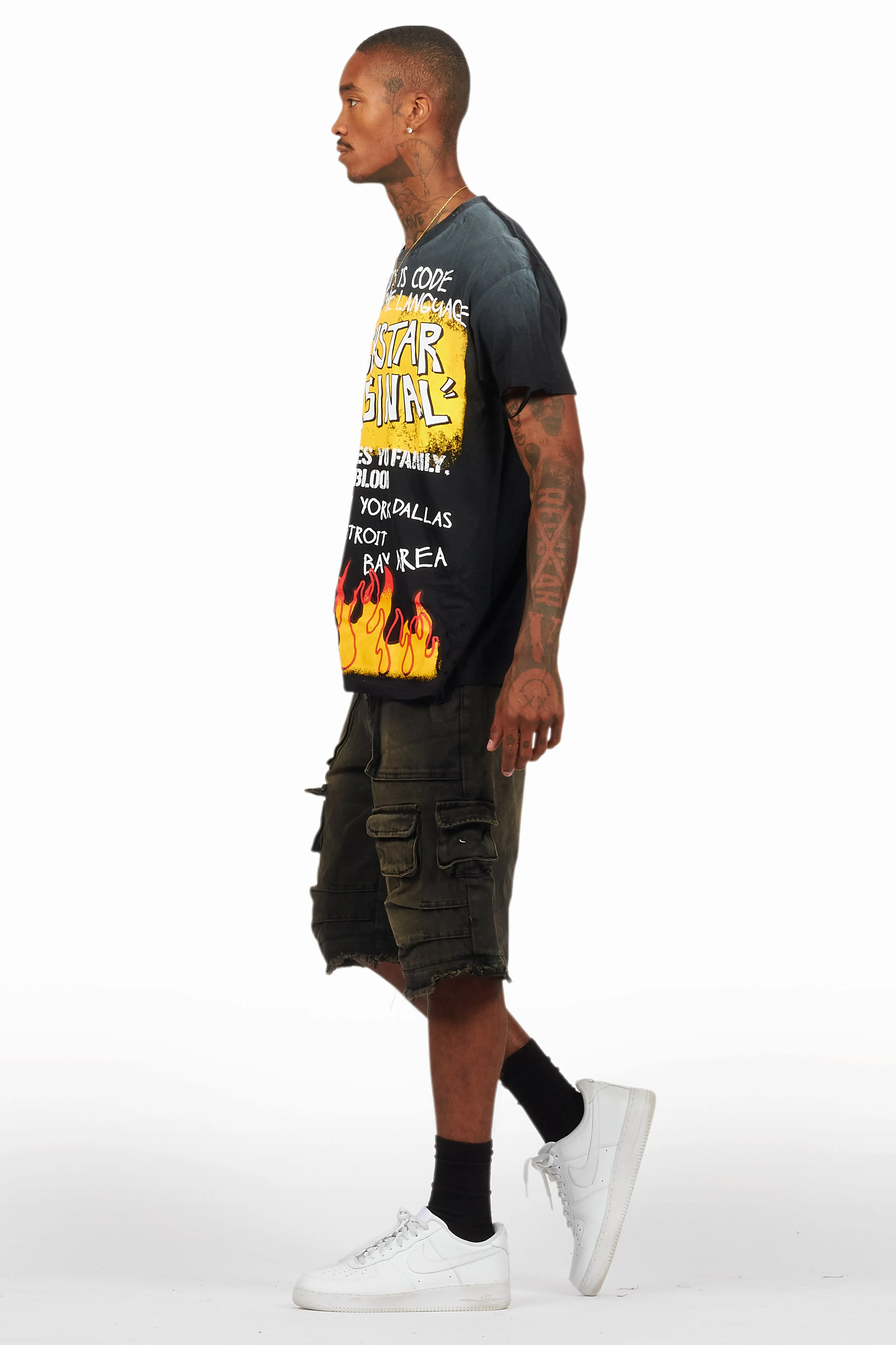 Beno Black/Yellow T-Shirt/Denim Short Set sold by Rockstar Original product image thumbnail 5