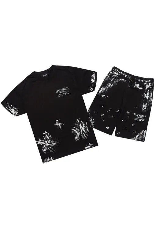 Fillip Black/White T-Shirt/Raw Edge Short Set made by Rockstar Original