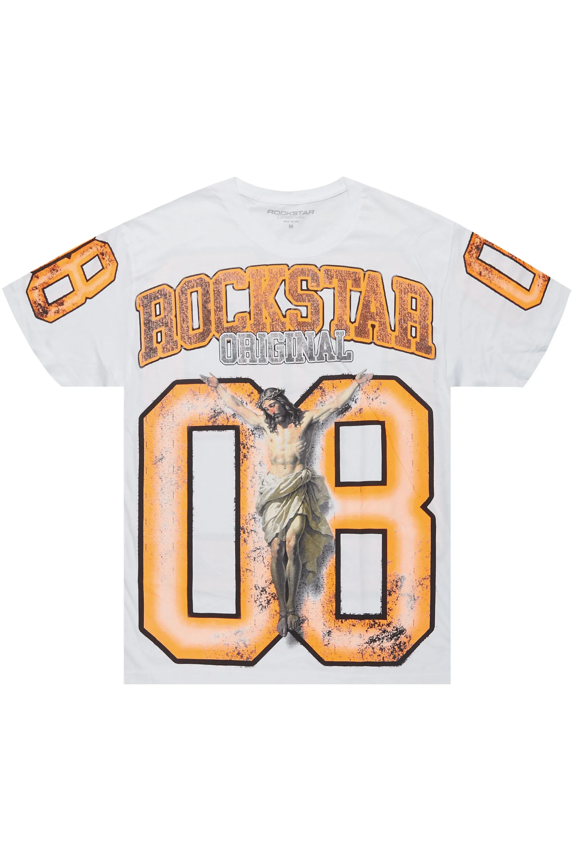 Fields White/Orange Oversized Graphic T-Shirt sold by Rockstar Original