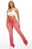 Sareka Red Rhinestone Stacked Flare Jean sold by Rockstar Original