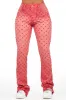 Sareka Red Rhinestone Stacked Flare Jean sold by Rockstar Original