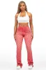Sareka Red Rhinestone Stacked Flare Jean sold by Rockstar Original