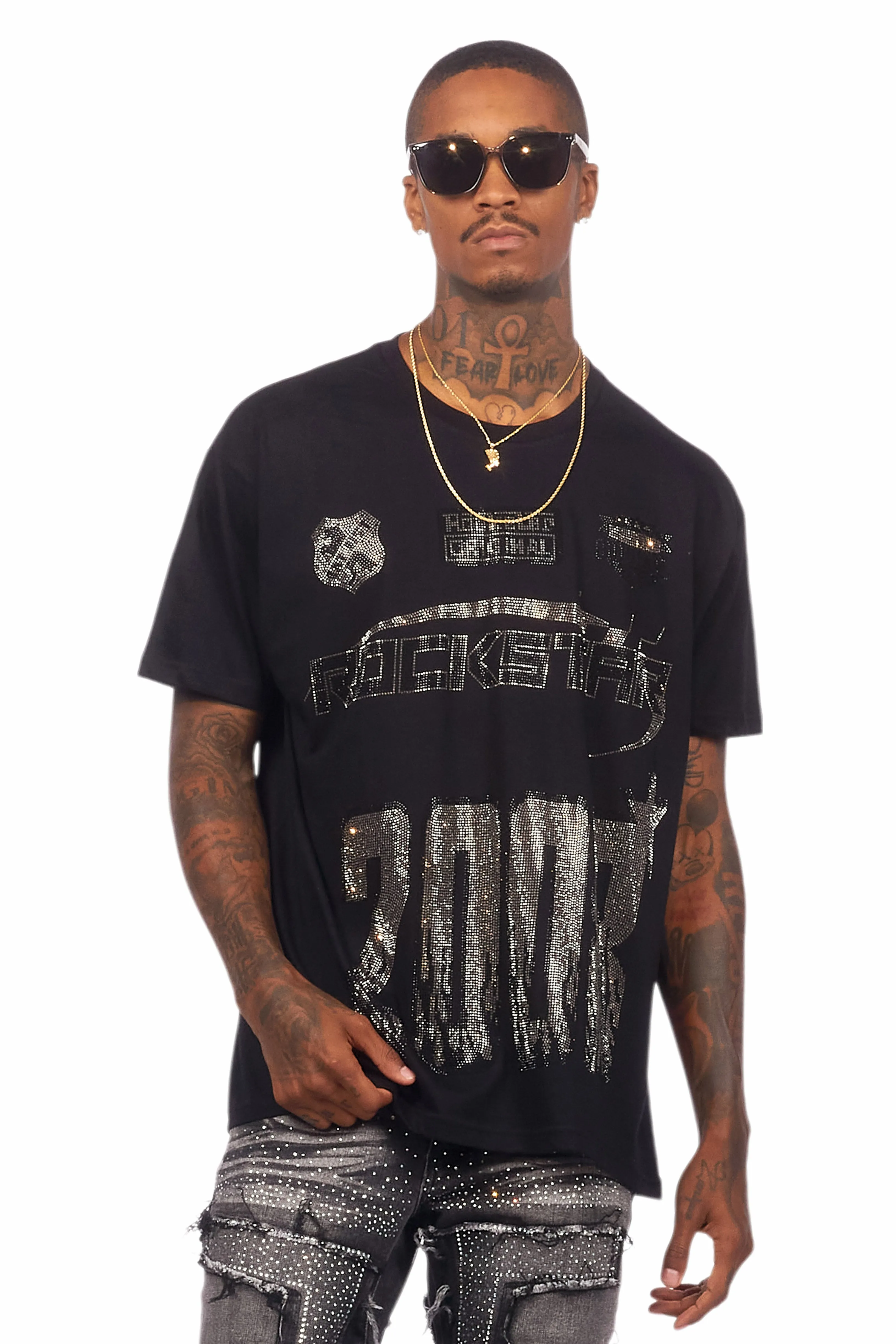 Brazen Black Graphic Rhinestone T-Shirt sold by Rockstar Original product image thumbnail 2