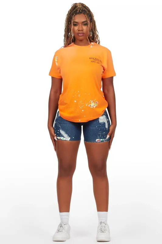 Maurica Orange/Blue T-Shirt Denim Short Set sold by Rockstar Original