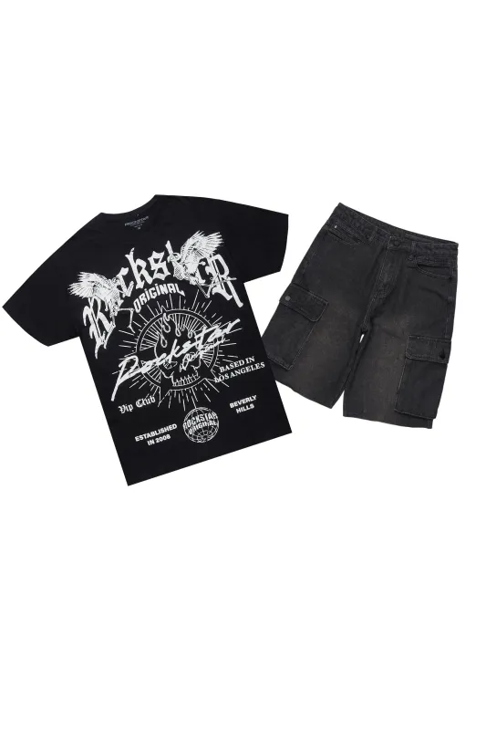 Tally Black T-Shirt/Denim Short Set sold by Rockstar Original