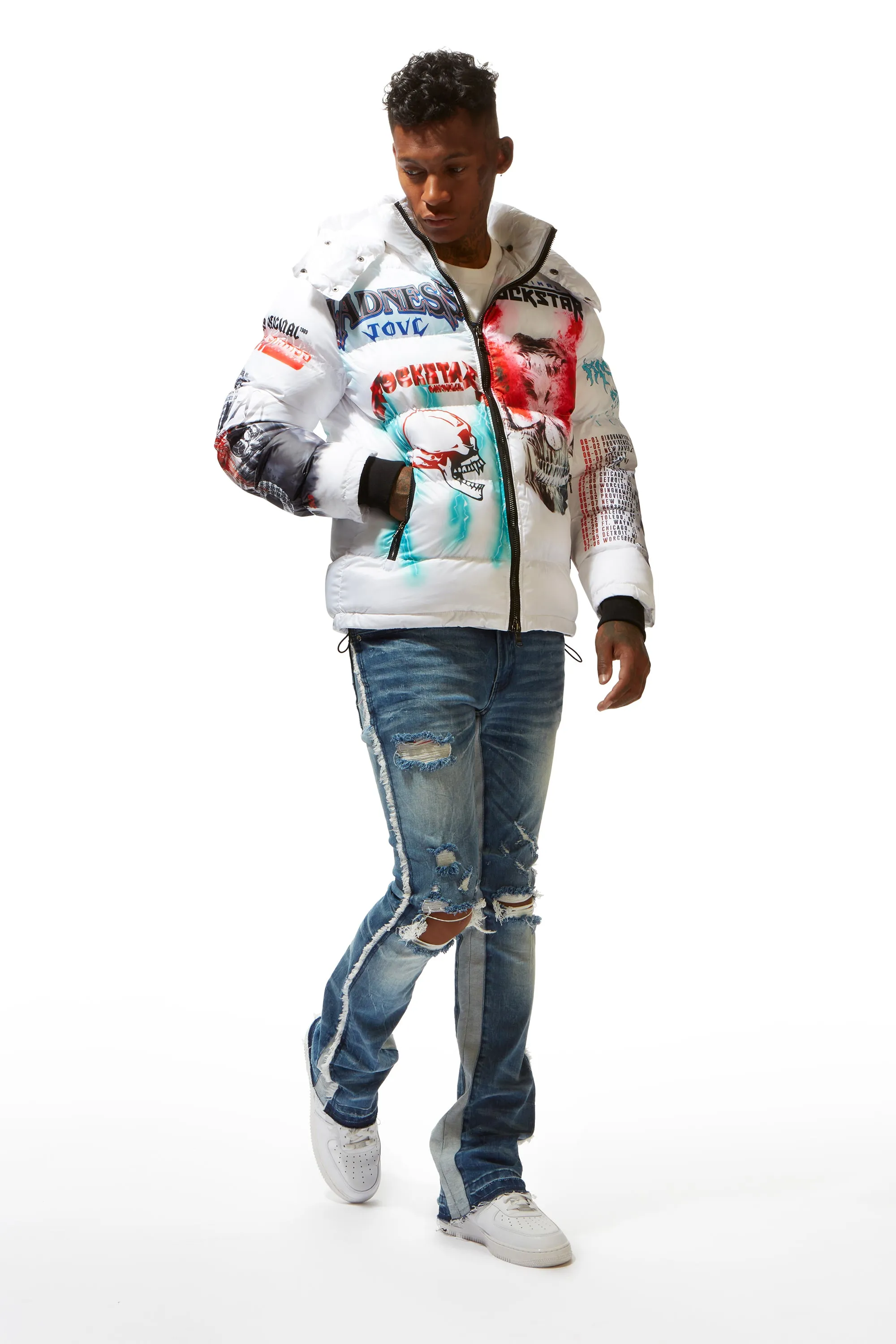 Nash White Graphic Print Puffer Jacket sold by Rockstar Original product image thumbnail 5