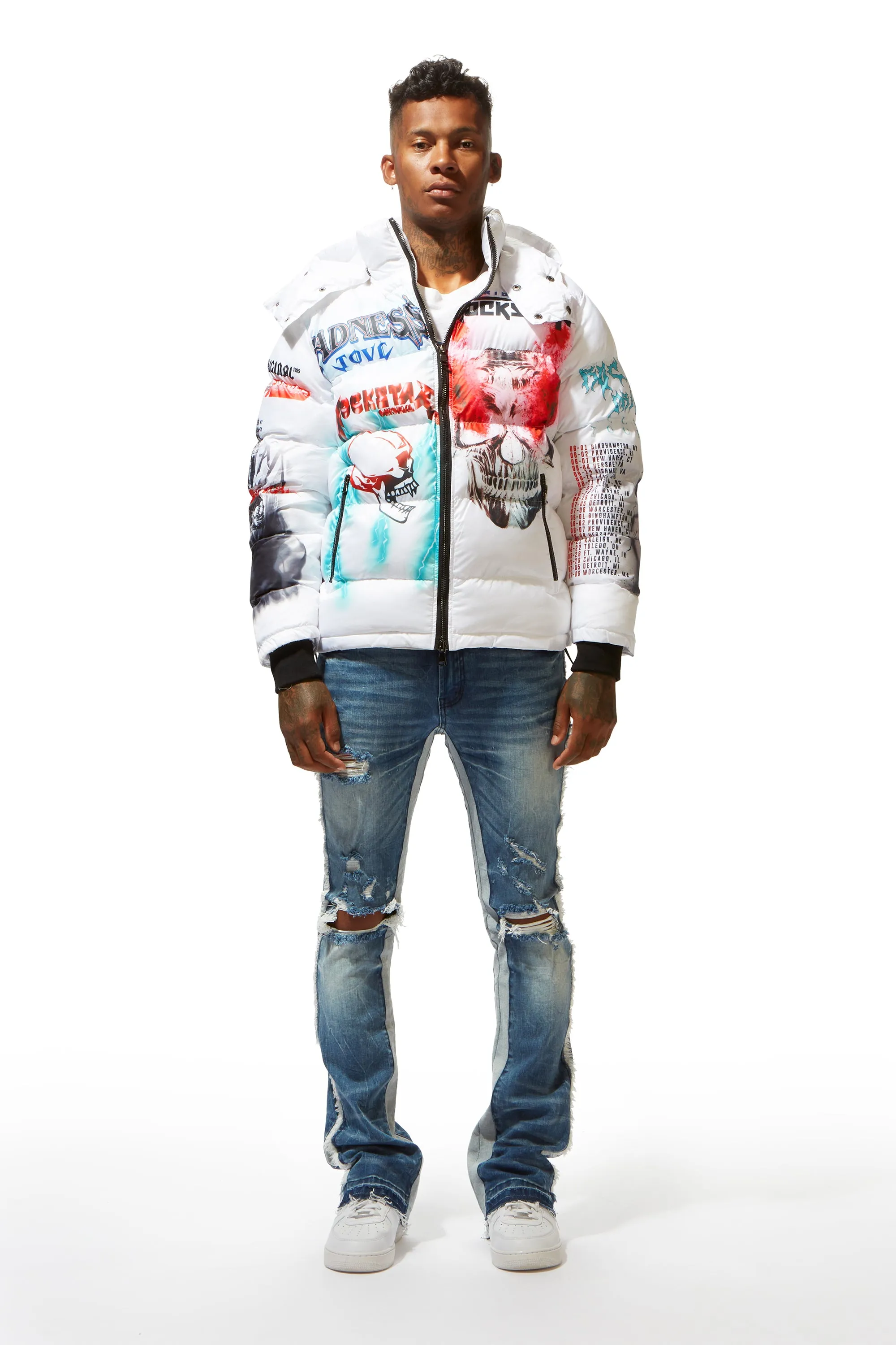 Nash White Graphic Print Puffer Jacket sold by Rockstar Original product image thumbnail 3
