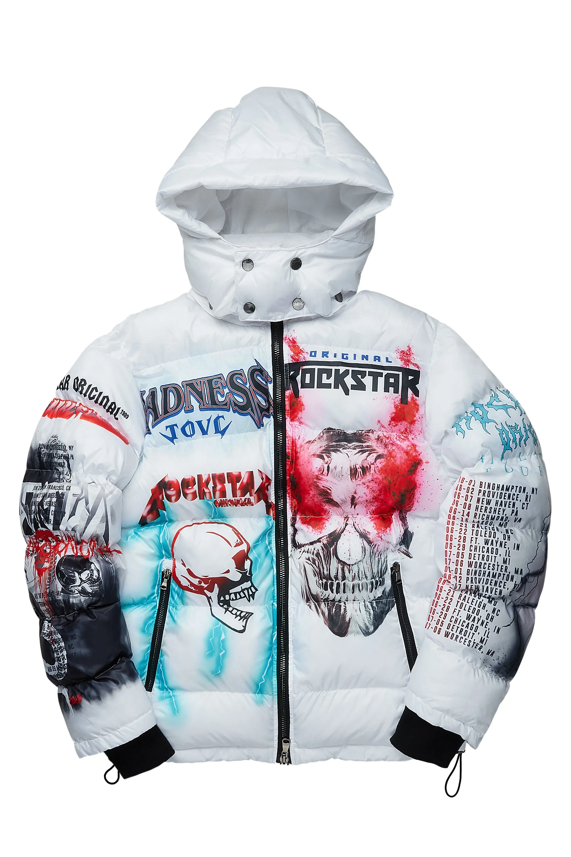 Nash White Graphic Print Puffer Jacket sold by Rockstar Original product image thumbnail 2