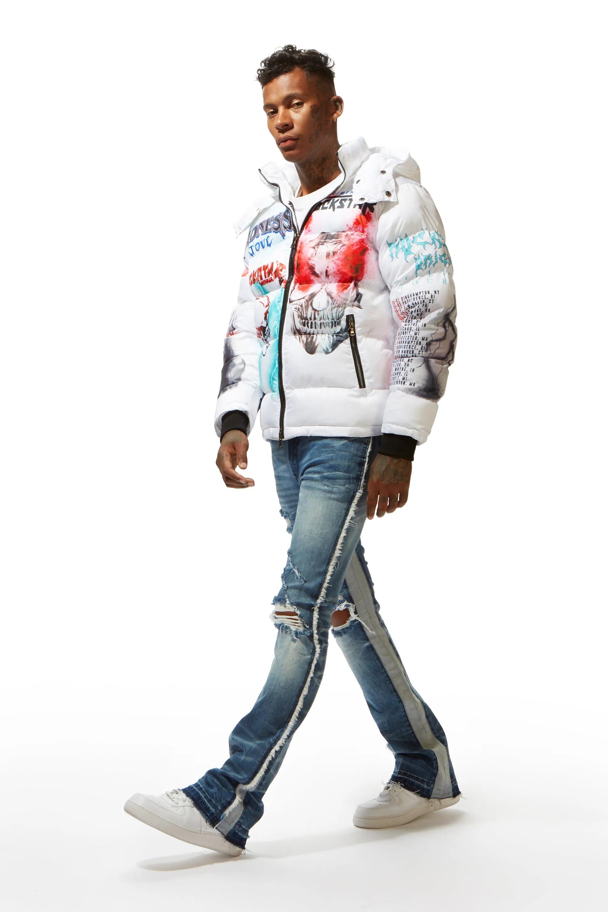 Nash White Graphic Print Puffer Jacket sold by Rockstar Original product image thumbnail 4