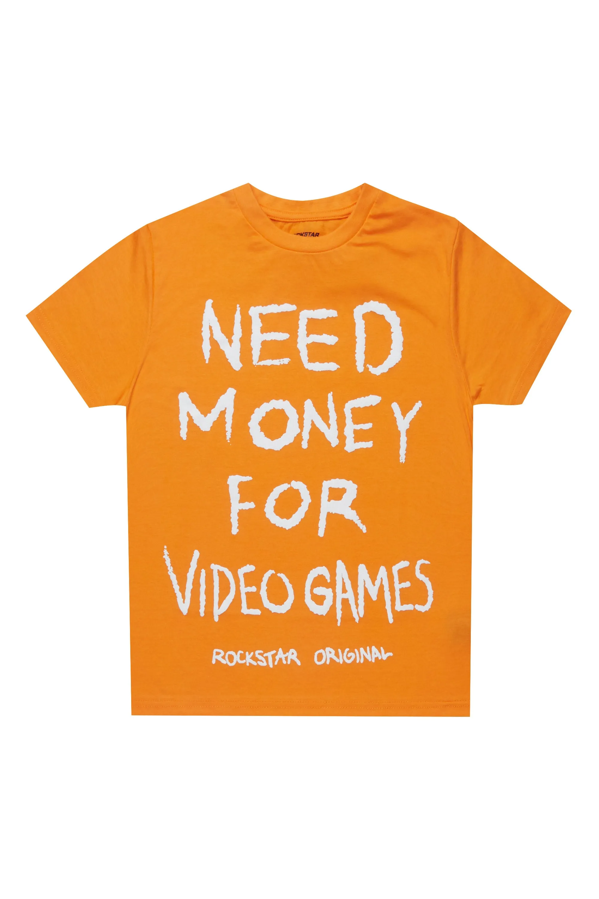 Boys M4 Video Games Orange/White Graphic T-Shirt sold by Rockstar Original