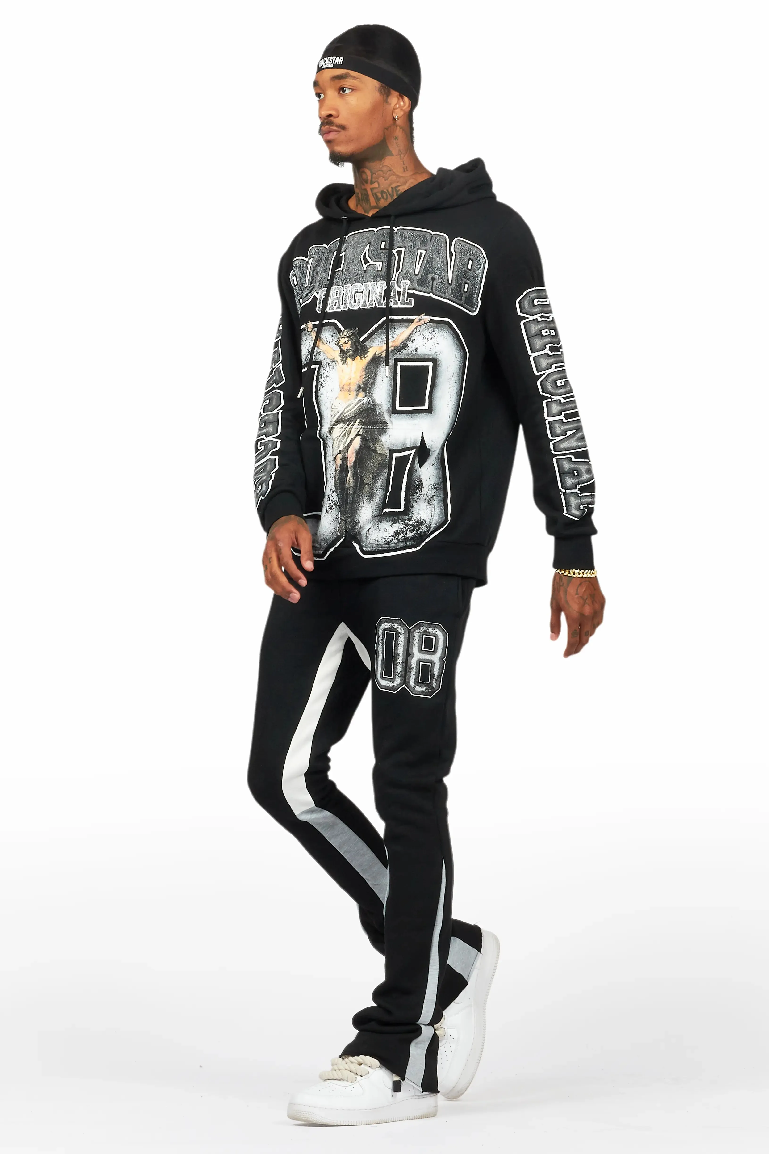 Fields Black/White Stacked Flare Hoodie Track Set sold by Rockstar Original product image thumbnail 5