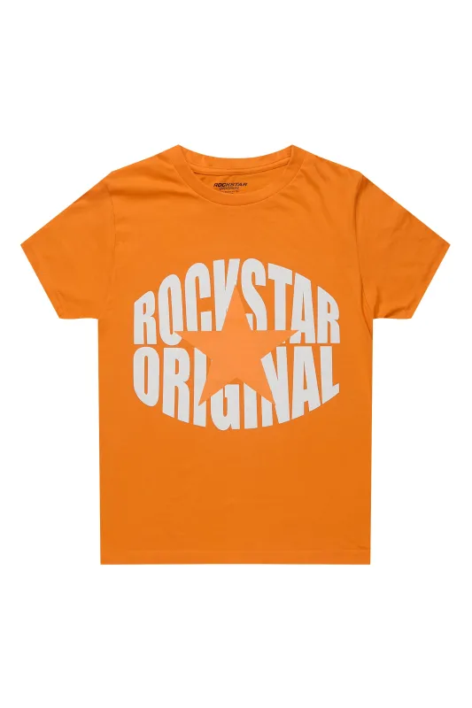 Boys Ezra Orange/White Graphic T-Shirt sold by Rockstar Original
