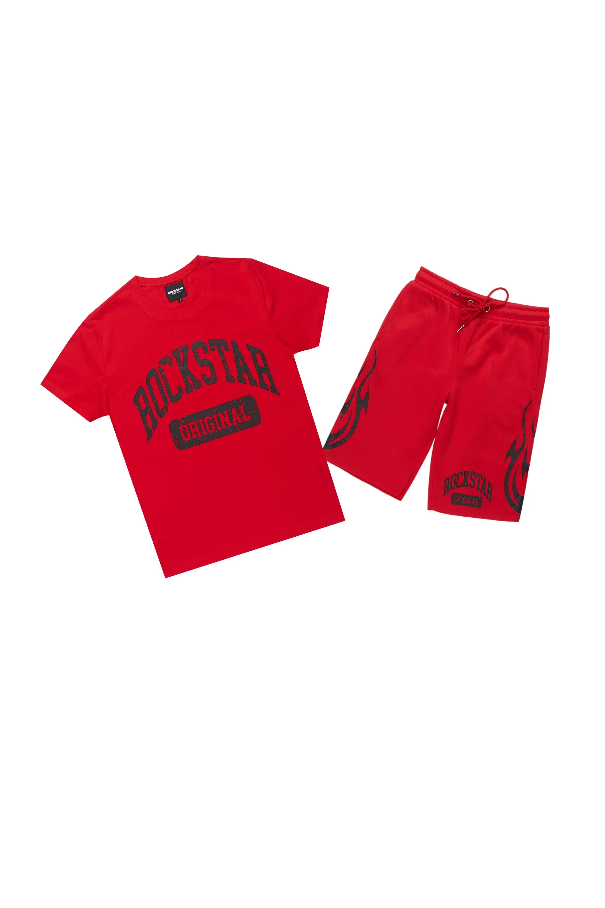 Boys Members Red/Black T-Shirt/Short Set sold by Rockstar Original