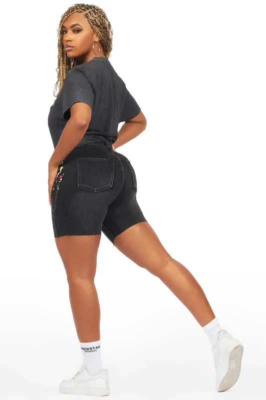 Perisa Vintage Black Denim Short Set sold by Rockstar Original