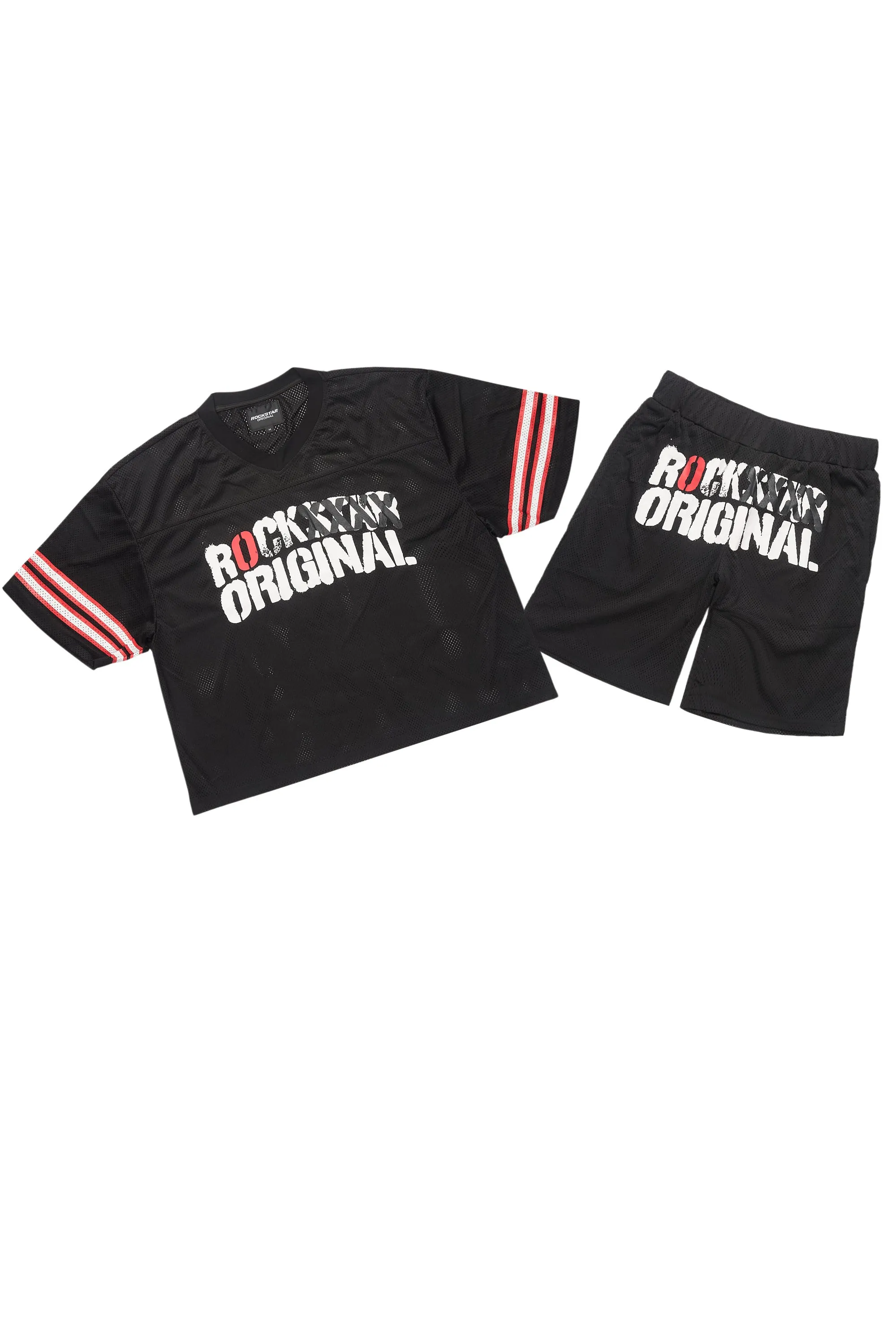 Crown Black Mesh Jersey Short Set sold by Rockstar Original