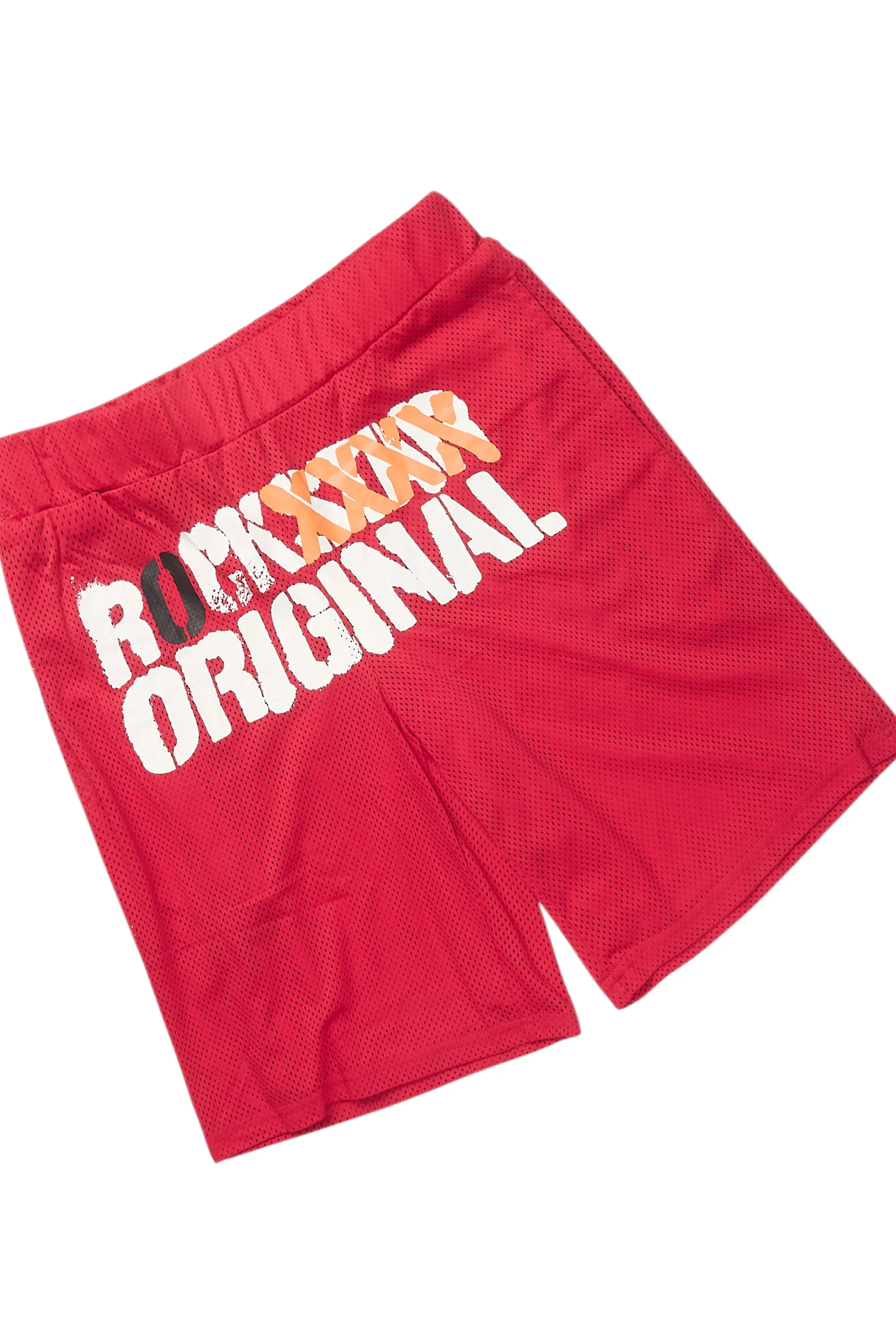 Crown Red Mesh Jersey Short Set sold by Rockstar Original product image thumbnail 4