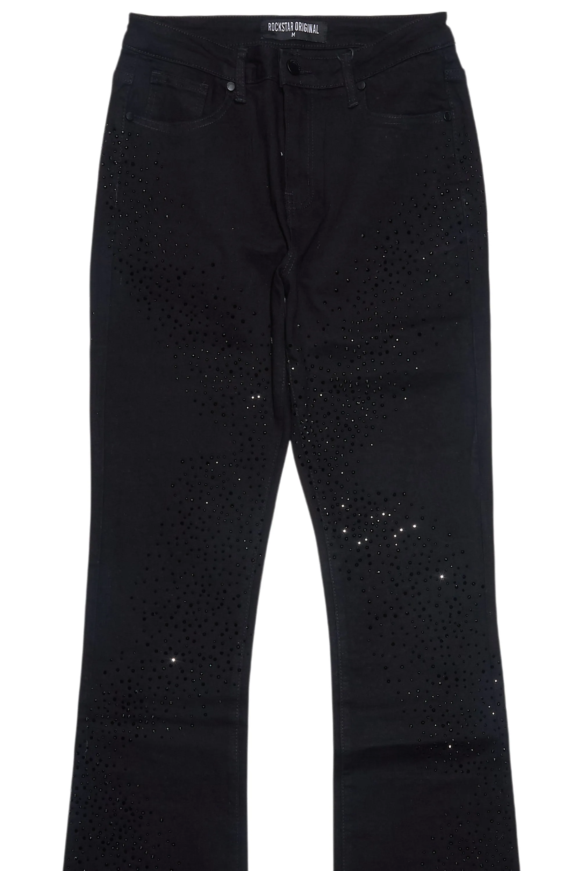 Brigette Black Rhinestone Stacked Flare Jean sold by Rockstar Original product image thumbnail 2