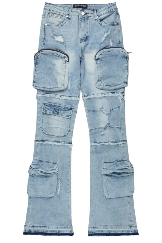 Toniesha Light Wash Stacked Flare Jean sold by Rockstar Original