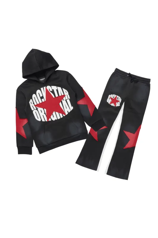 Boys States 2.0 Black/Red Stacked Hoodie Track Set sold by Rockstar Original