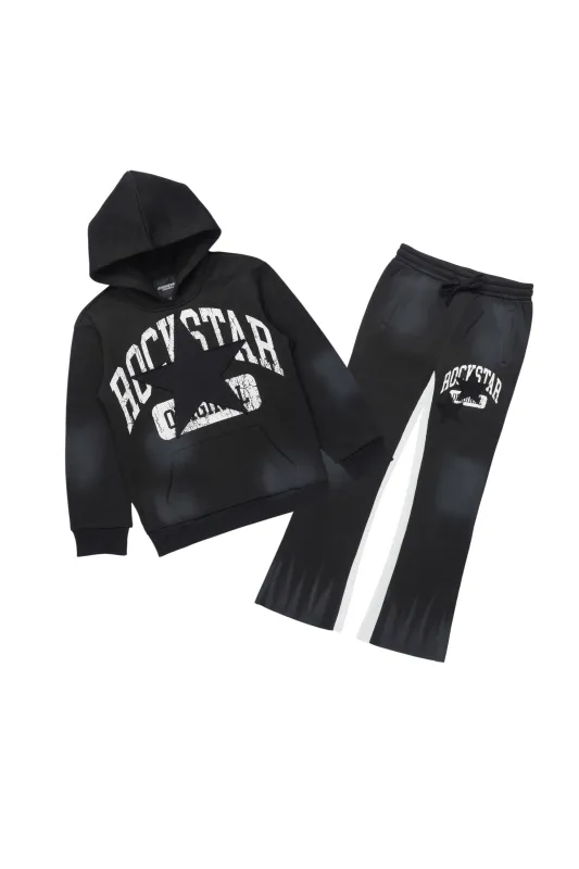 Boys Mallor Black/White Stacked Hoodie Track Set sold by Rockstar Original