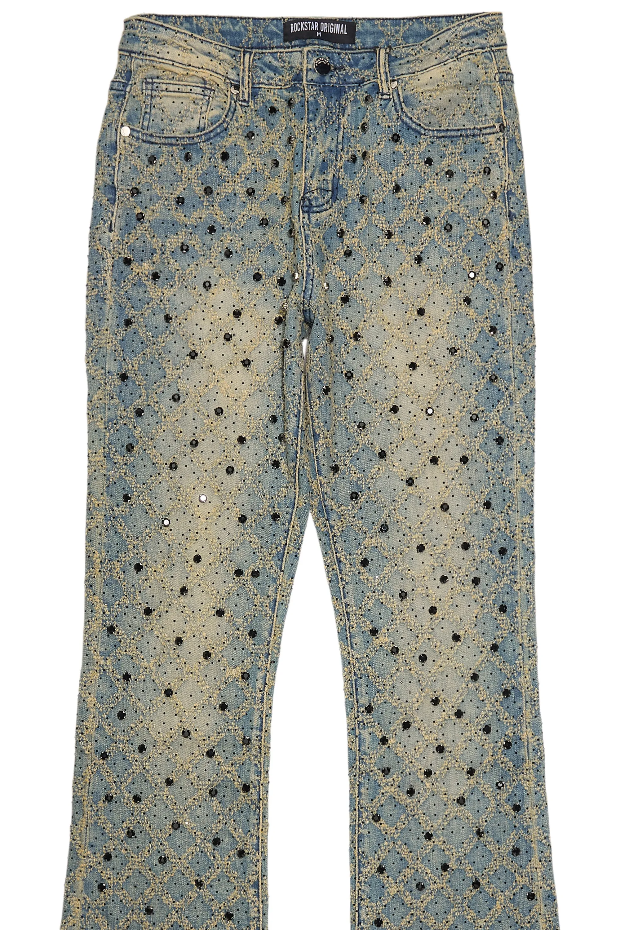 Sareka Tinted Dark Wash Rhinestone Stacked Flare Jean sold by Rockstar Original product image thumbnail 2