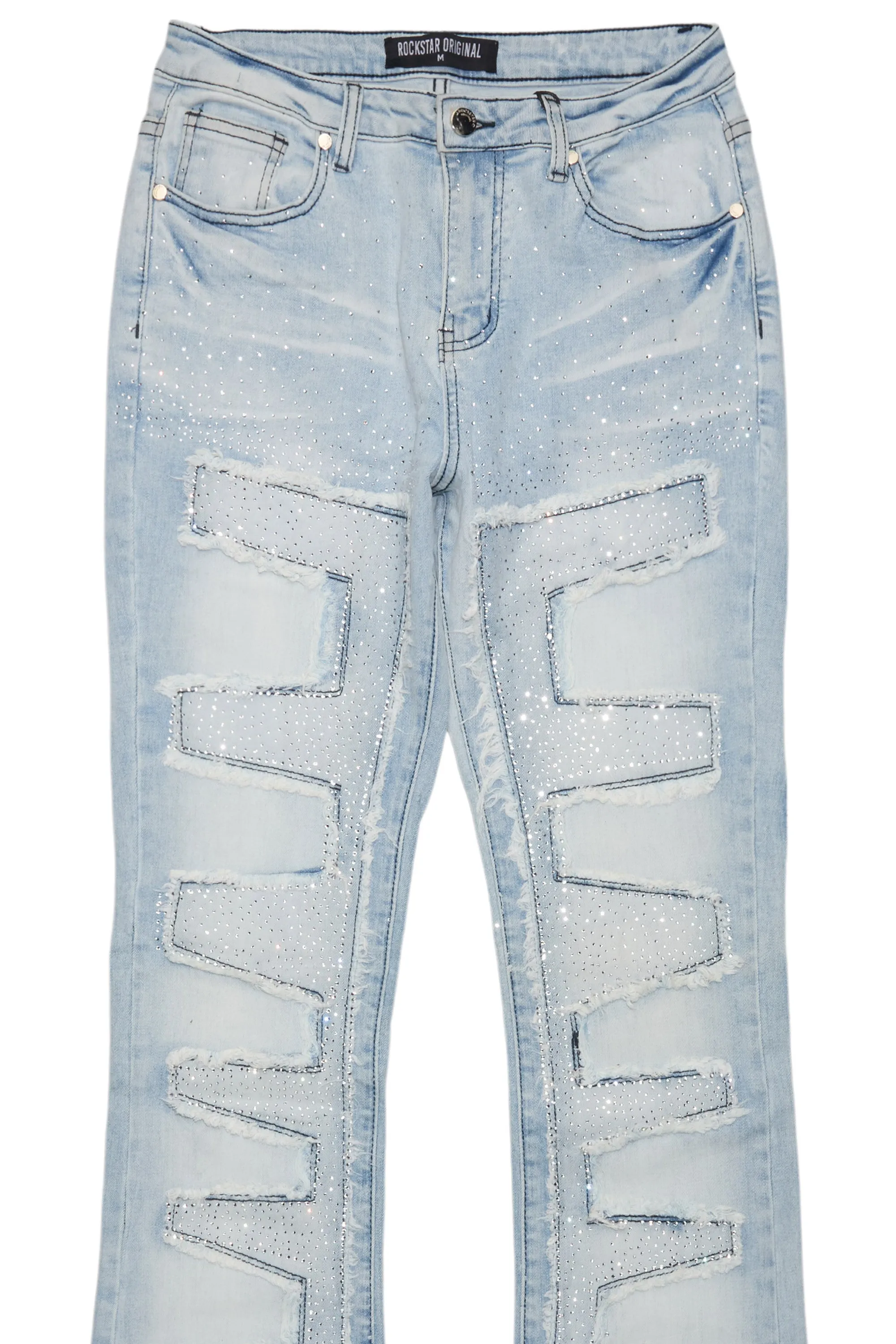 Zariyah Rhinestone Light Wash Stacked Flare Jean sold by Rockstar Original product image thumbnail 2