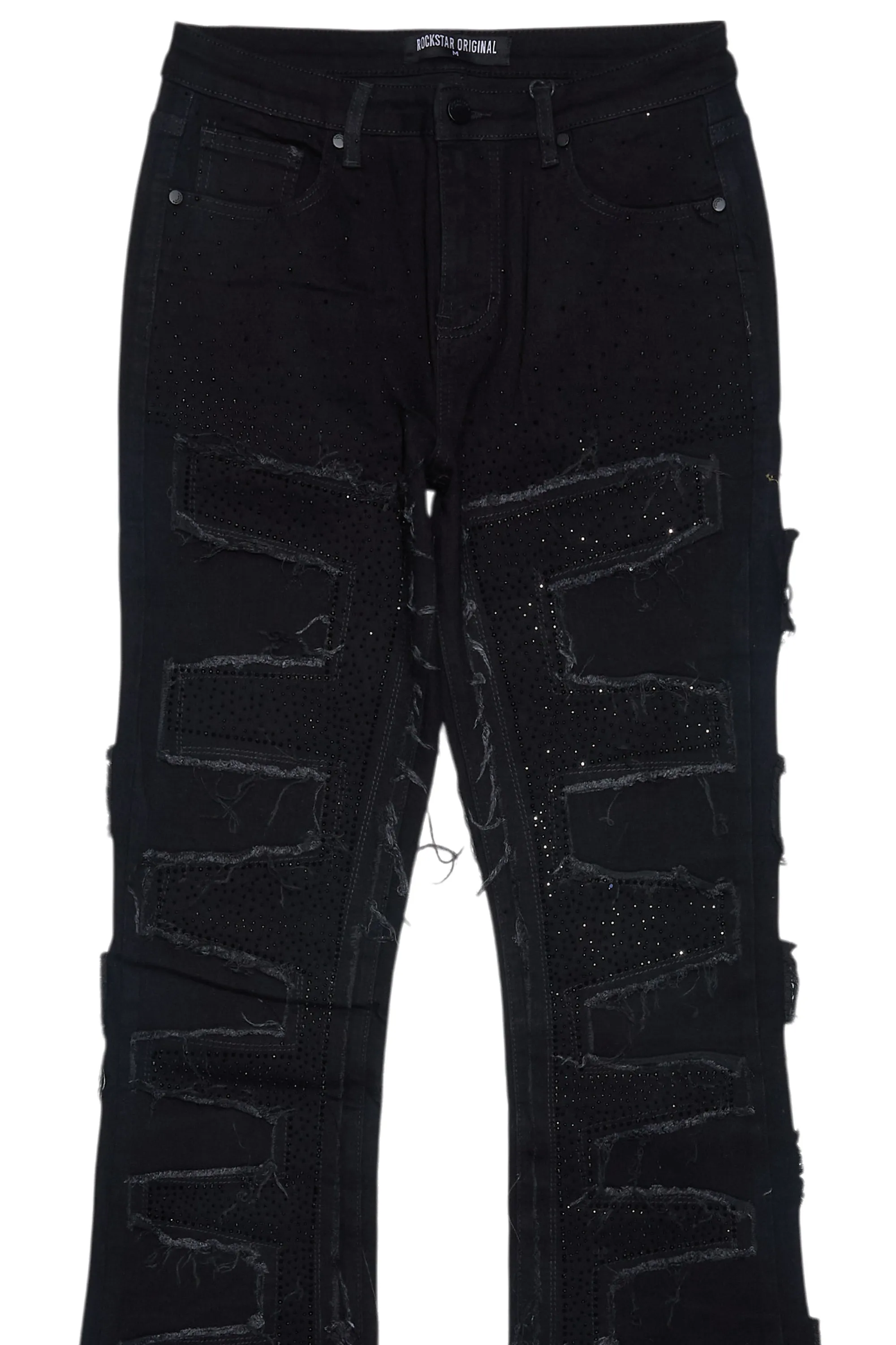 Zariyah Black Rhinestone Stacked Flare Jean sold by Rockstar Original product image thumbnail 2