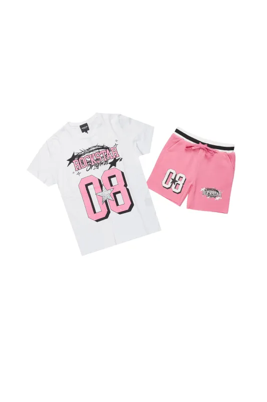 Girls Carolina White/Pink Short Set sold by Rockstar Original