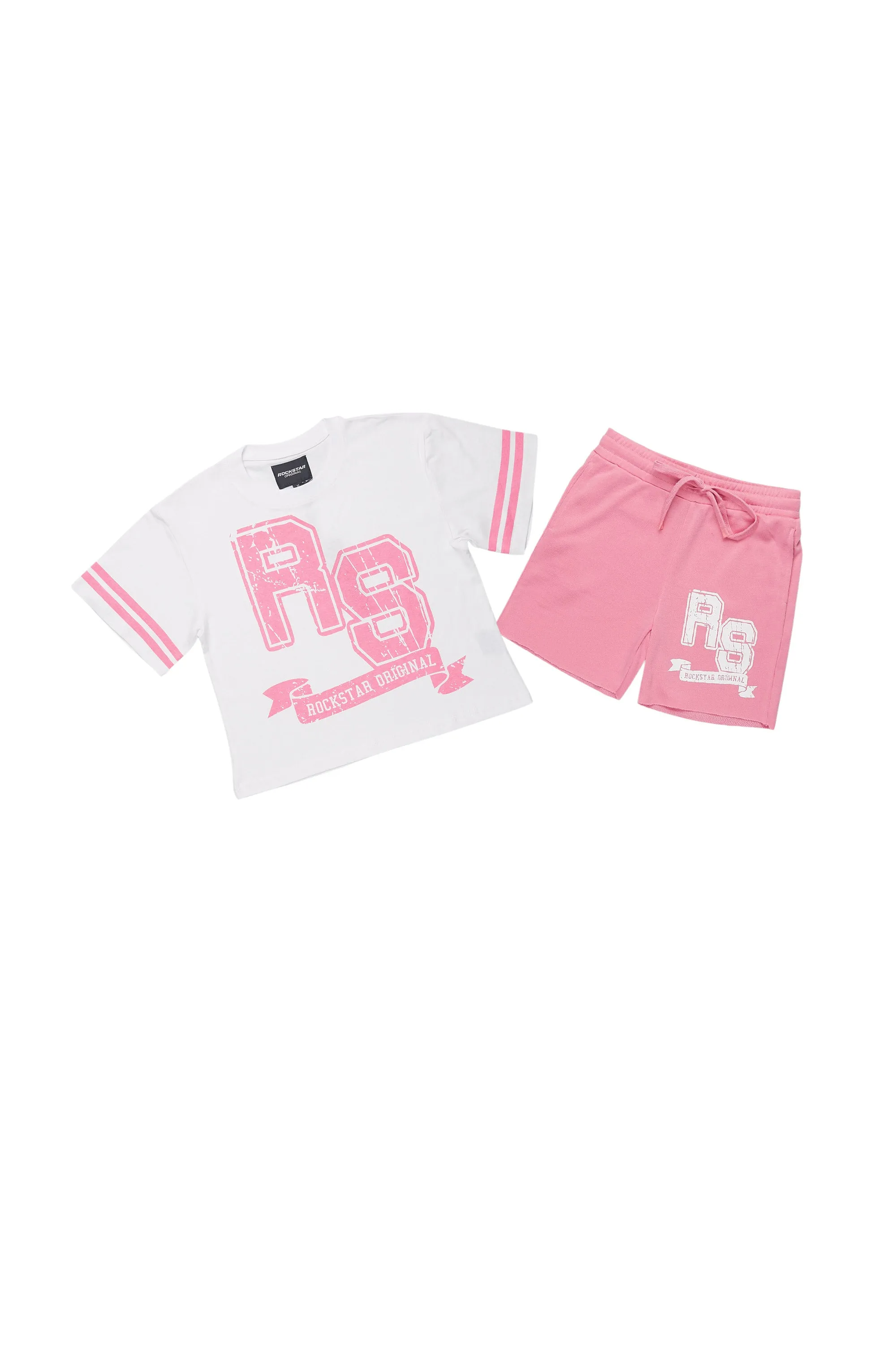 Girls Tenita White/Pink Short Set sold by Rockstar Original