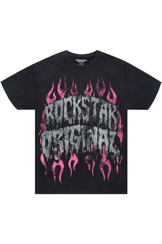 Trinia Vintage Black Oversized T-Shirt sold by Rockstar Original