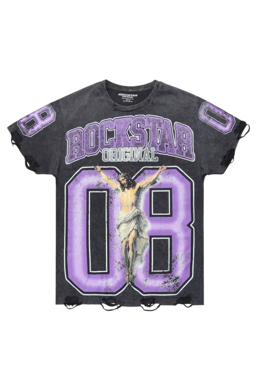 Tariqa Black/Purple Oversized T-Shirt sold by Rockstar Original