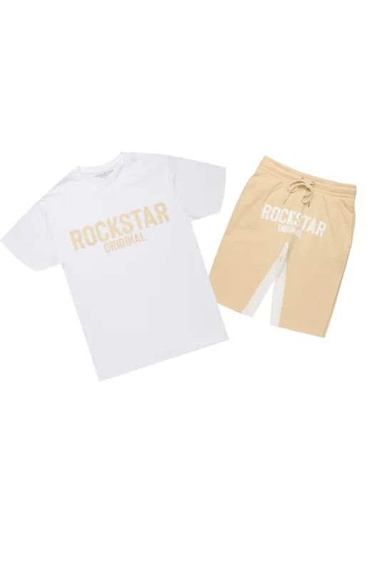Sana White/Beige T-Shirt Short Set sold by Rockstar Original