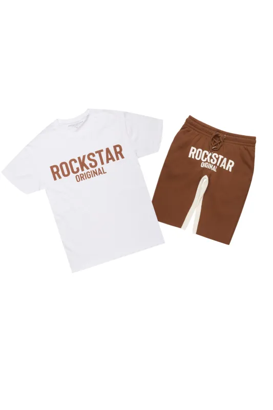 Sana White/Brown T-Shirt Short Set sold by Rockstar Original