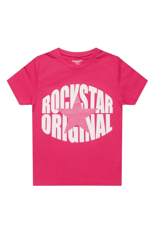 Girls Mia Fuchsia/White Graphic T-Shirt sold by Rockstar Original