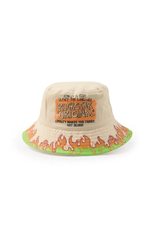 Beno Khaki Flames Graphic Bucket Hat sold by Rockstar Original
