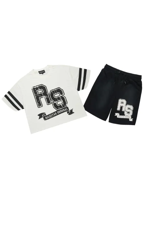 Alik White/Black Crop Boxy Tee Short Set sold by Rockstar Original