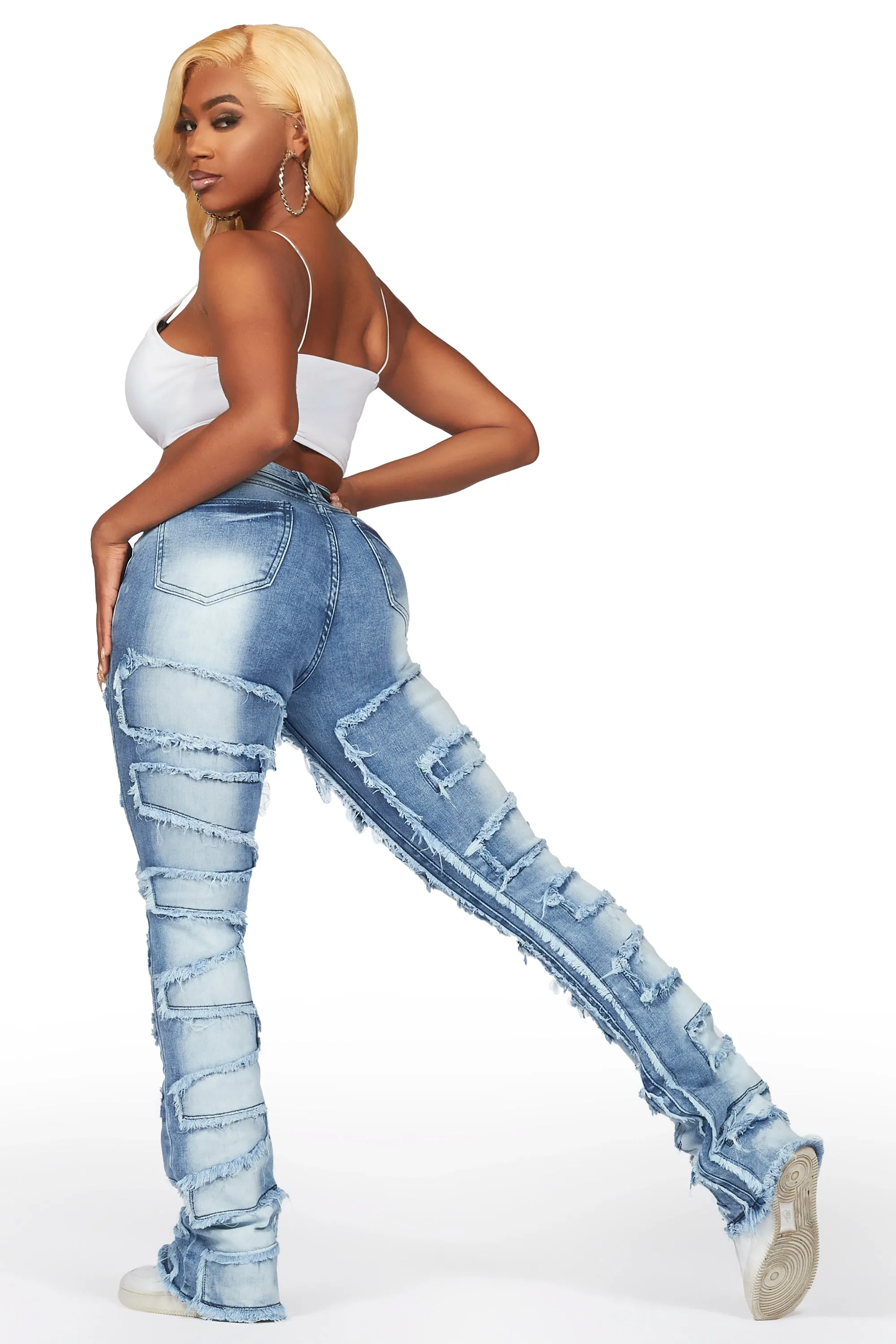 Zariyah Med. Wash Stacked Flare Jean sold by Rockstar Original product image thumbnail 5