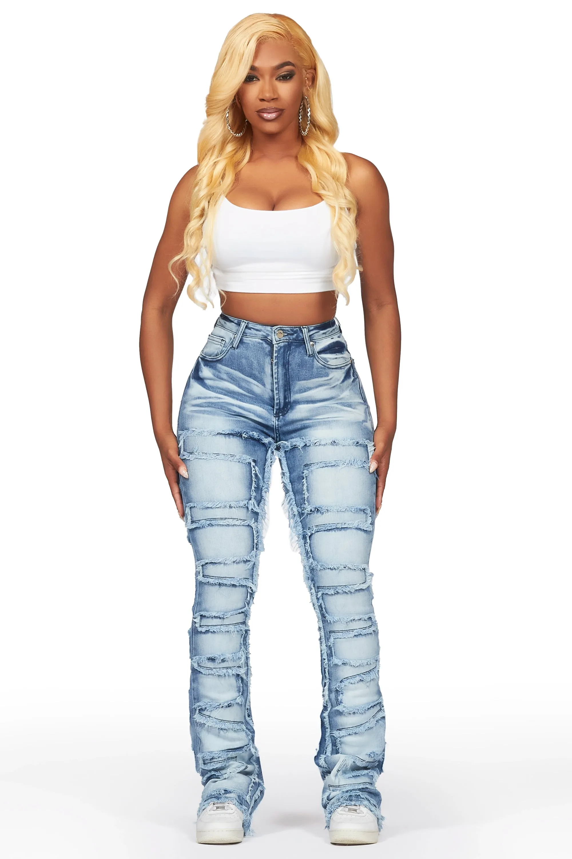 Zariyah Med. Wash Stacked Flare Jean sold by Rockstar Original product image thumbnail 2