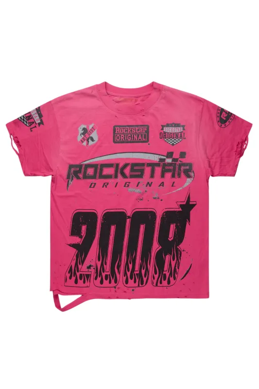 Amos Fuchsia/Black Graphic T-Shirt sold by Rockstar Original