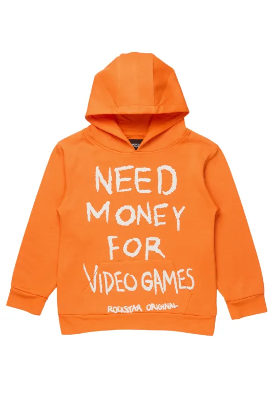Boys M4 Video Games Orange/White Graphic Hoodie sold by Rockstar Original