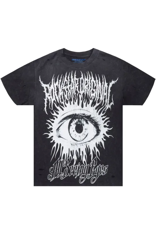 All Seeing Eyes Vintage Black/White Oversized T-Shirt sold by Rockstar Original