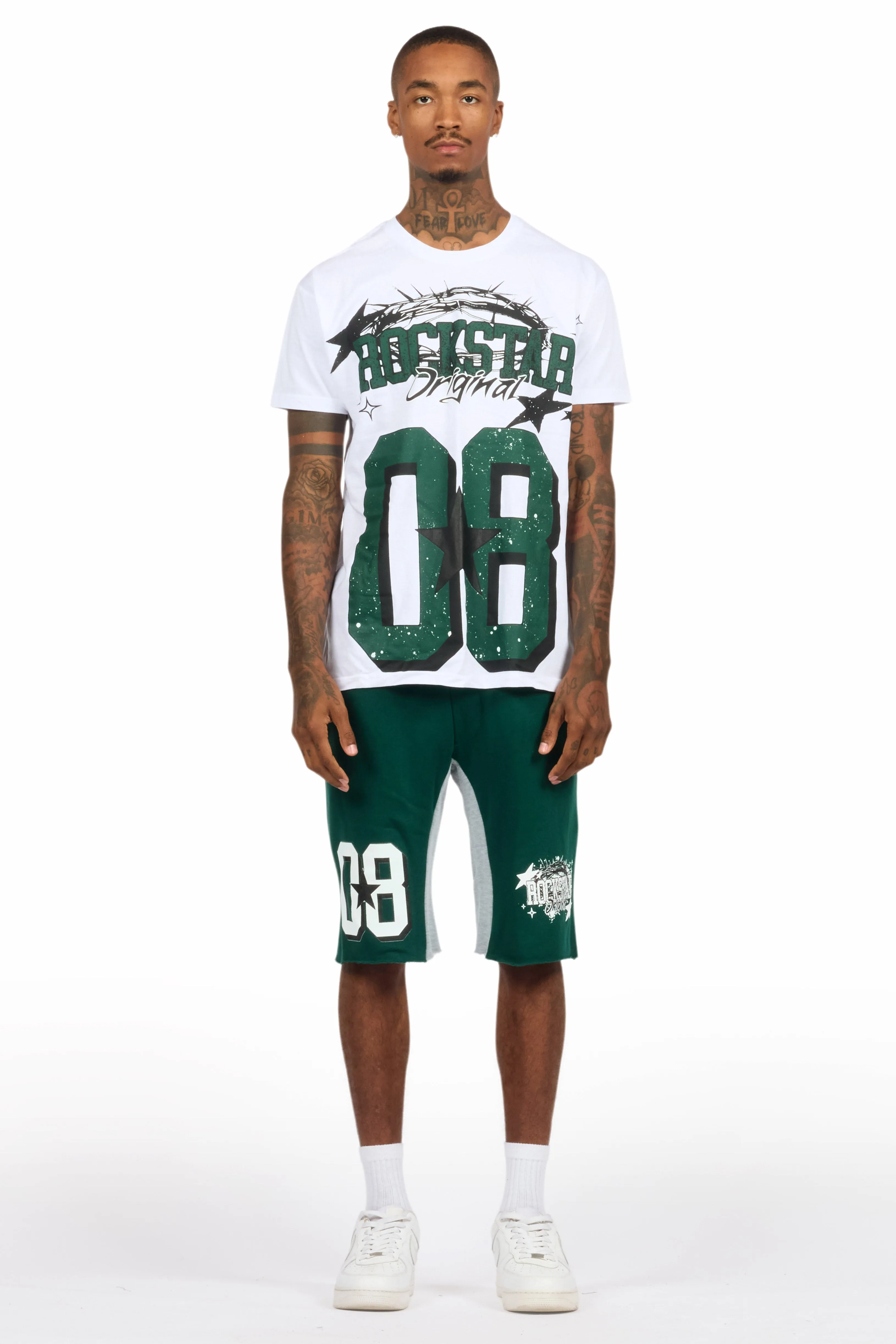 Allstar White/Green T-Shirt Short Set sold by Rockstar Original product image thumbnail 2
