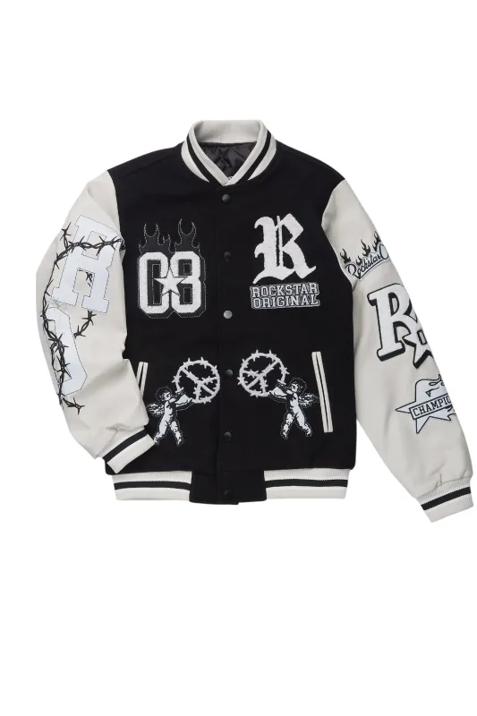 Boys Rune 2.0 Black Varsity Jacket sold by Rockstar Original